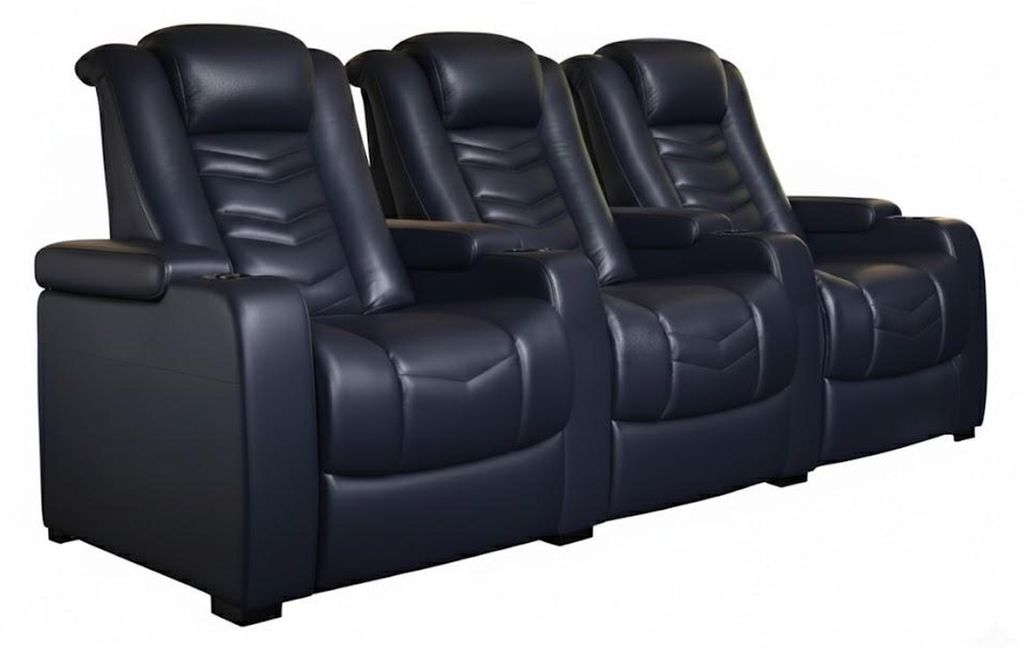 3-Sitzer Sessel Moderner Stil Lederbezug Sessel mit Getränkehaltern