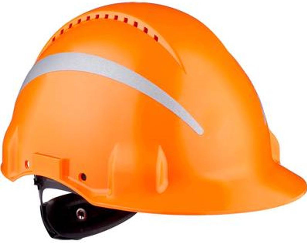 3M Schutzhelm, Uvicator, Ratschenverschluss, belüftet, reflektierend, Kunststoffschweißband, Orange, G3000NUV-R-OR