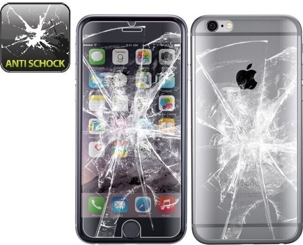 2x Panzerfolie für iPhone 6 Plus ANTI-SCHOCK Displayschutzfolie HD KLAR F/B