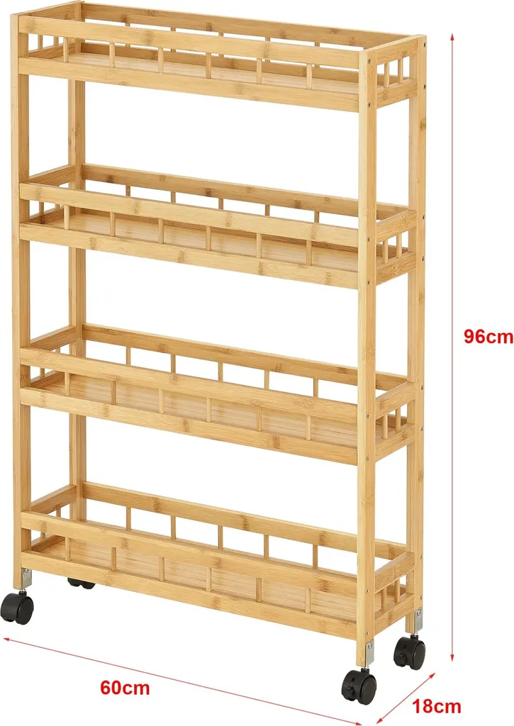 In And OutdoorMatch Garrison: Carrello Cucina 18cm Legno 4 Ripiani - 4