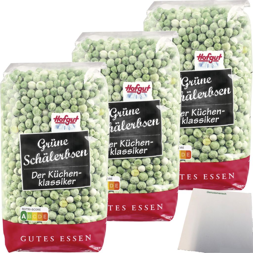 Hofgut Grüne geschälte Erbsen 3er Pack (3x500g Beutel) + Produktbild 