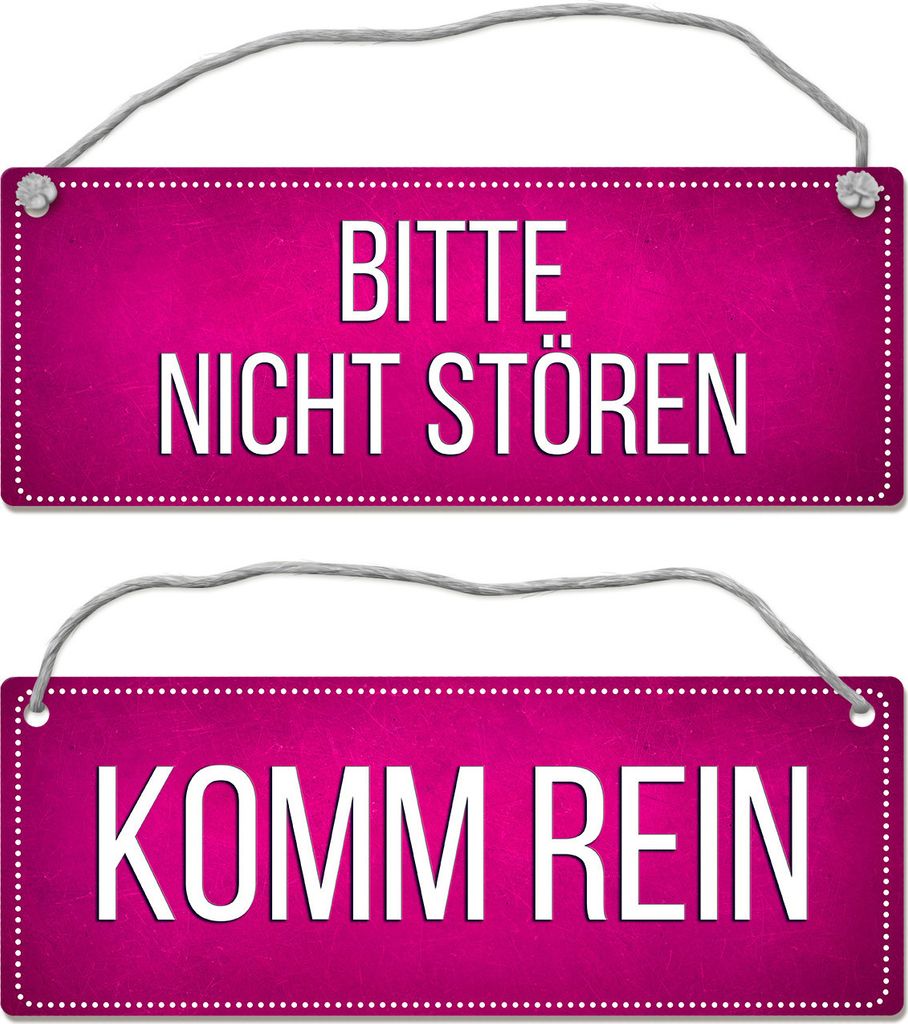 Pinkes Bitte nicht stören - Komm rein Wendeschild mit Kordel Schild Dangler