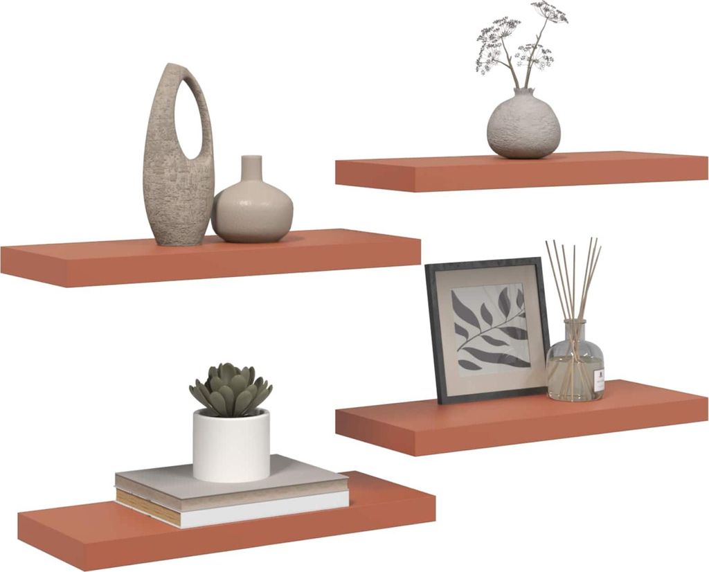 Stabli Wandregal Wandmontiert 4 pcs - Montage erforderlich - Rot 50 x 23 x 4cm Holzwerkstoff - DE487612 - Wandregale