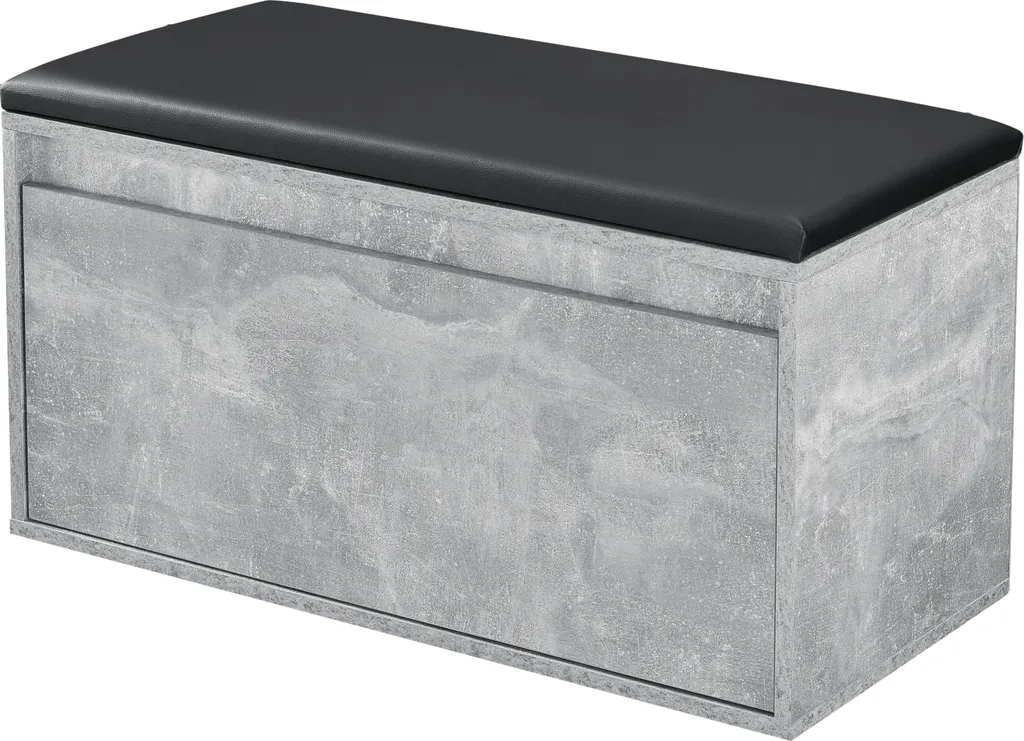 Banc de rangement aspect béton et noir 80 cm Degerfors avec tiroir chic - 2