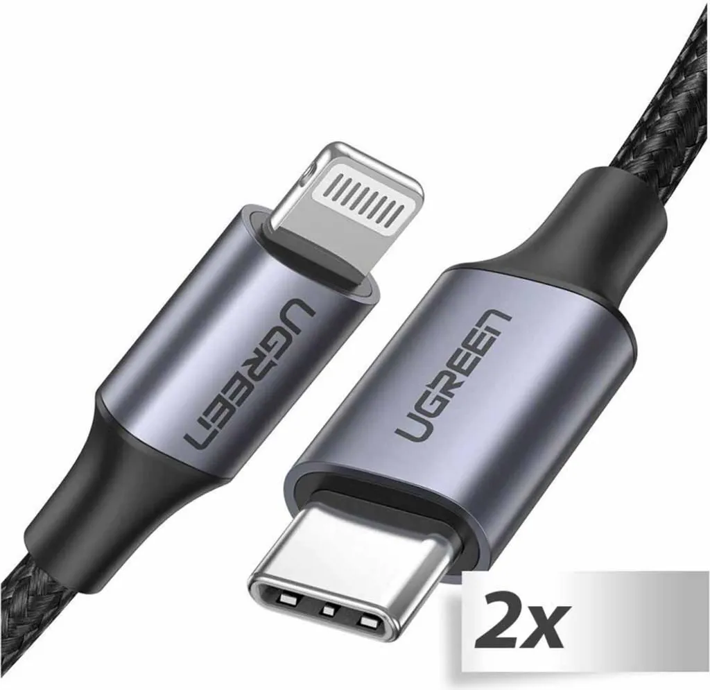 Câble de charge USB-C vers Lightning Ugreen 2M pour iPhone et iPad Noir - 9