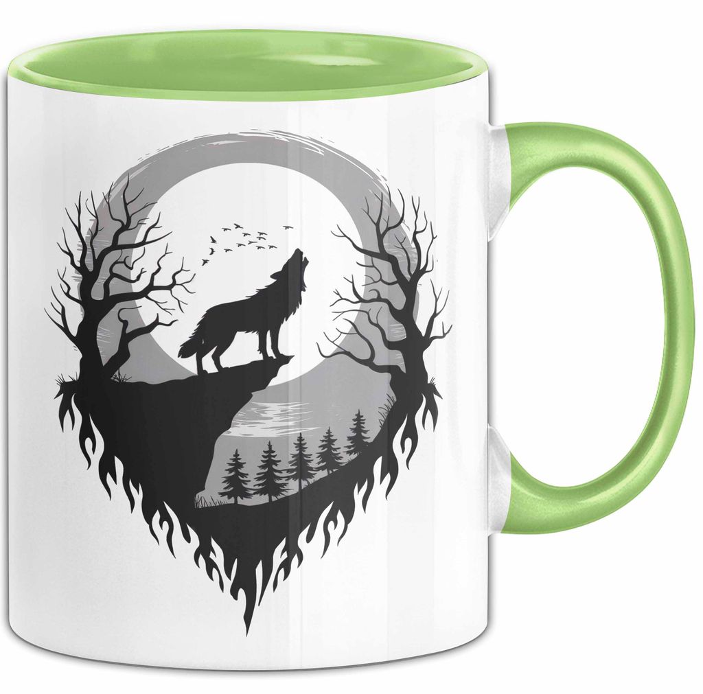 Wolf Tierliebhaber Tasse Geschenk Lustige Geschenkidee Spruch (Grün)