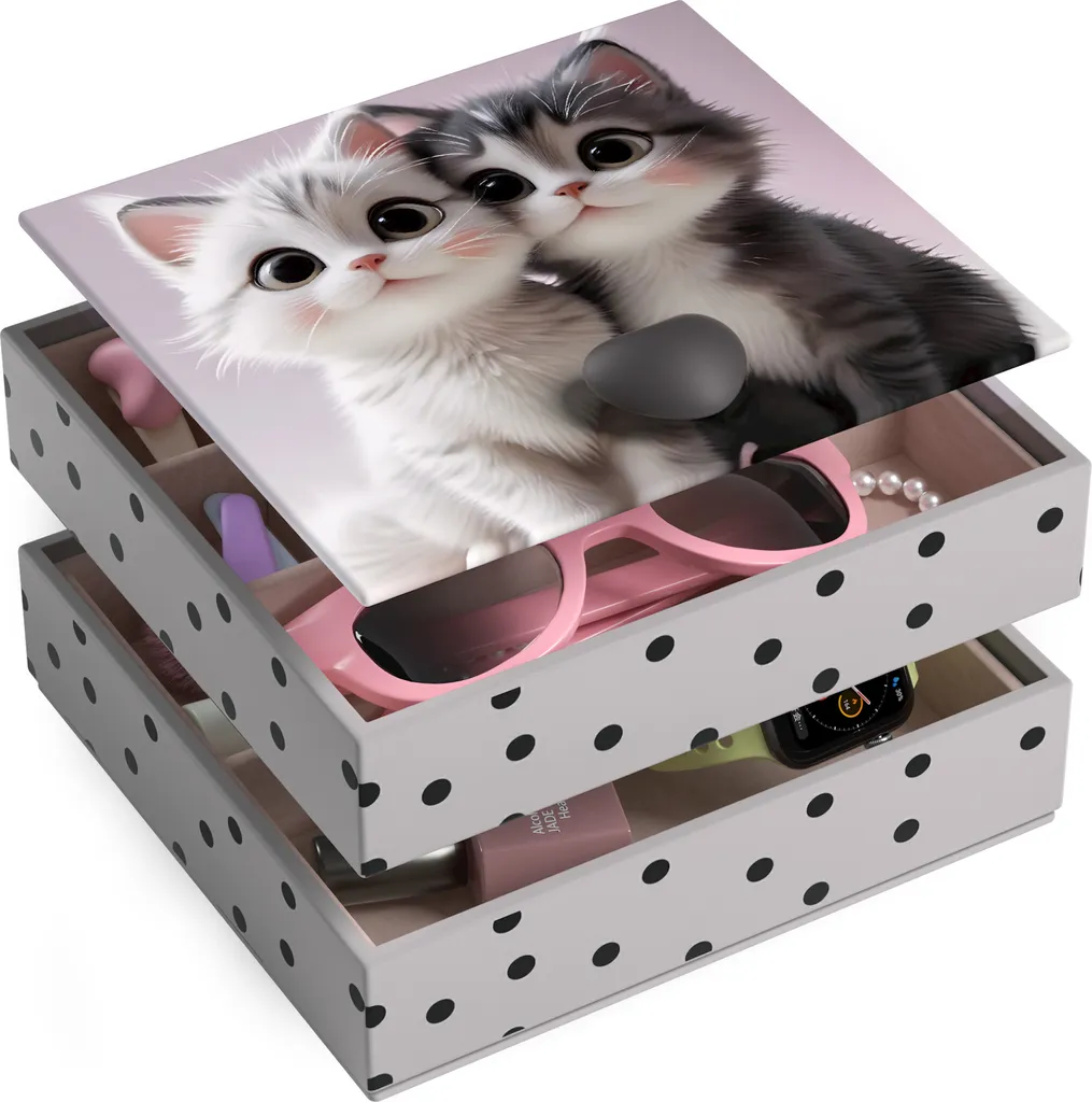 Esclusivo Portagioie AdelDream: Eleganza 2 Livelli e Design Felino