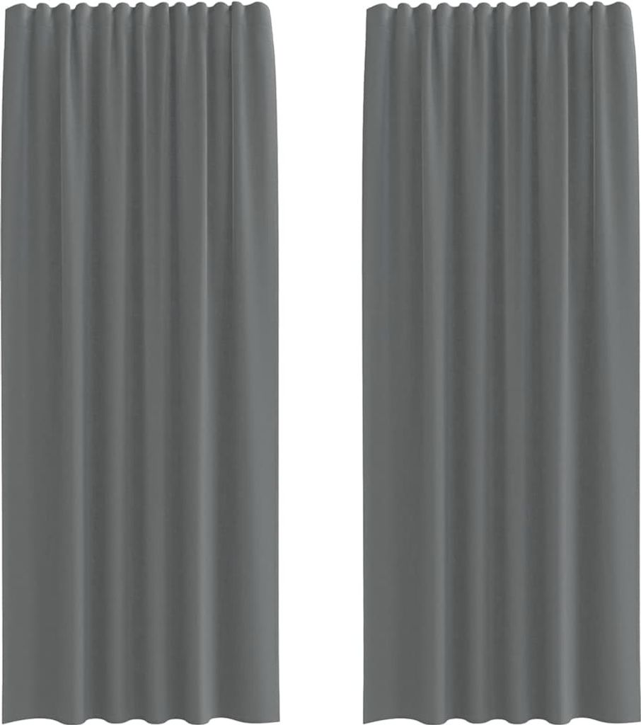vidaXL Voile Vorhänge mit Stangentaschen 2 Stk. Dunkelgrau
