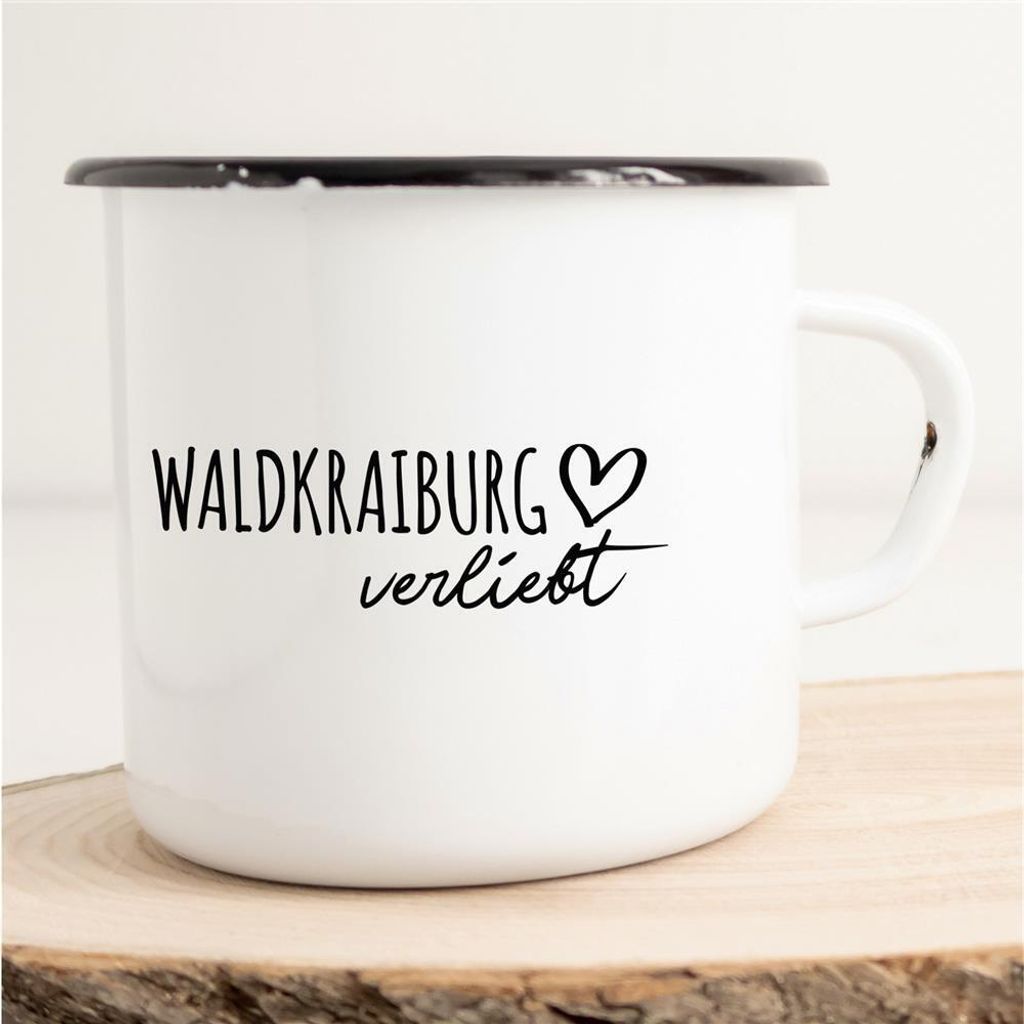 Huuraa Emaille Tasse Waldkraiburg Geschenk Kaffeebecher Vintage 300ml Waldkraiburg Präsent