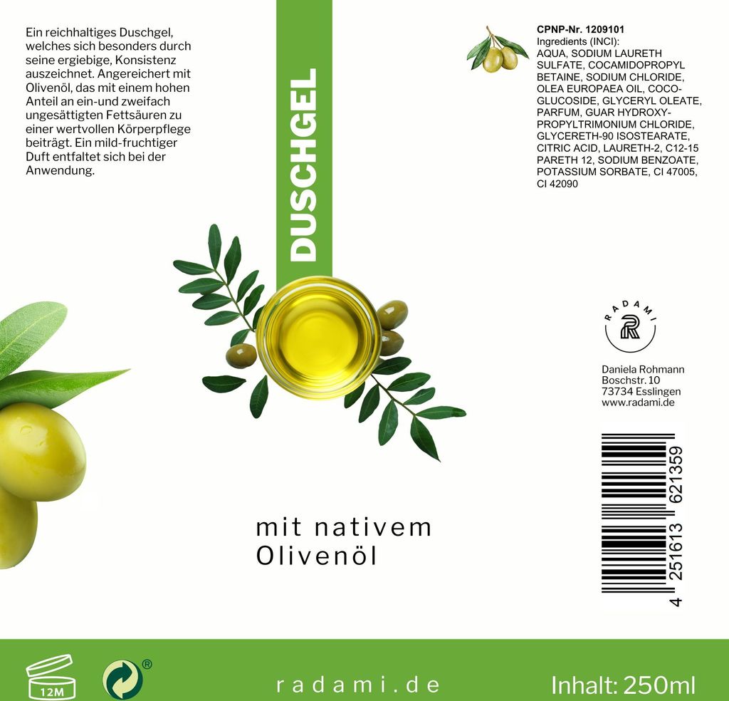 Duschgel mit nativem Olivenöl 250ml