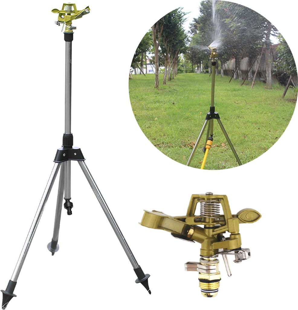 Impulsregner auf einziehbarem Stativfuss, robuster Wassersprinkler aus Zinklegierung fuer den Rasen im Hof, 0 šC 360 ¡ã drehbar, grosse Flaechen...