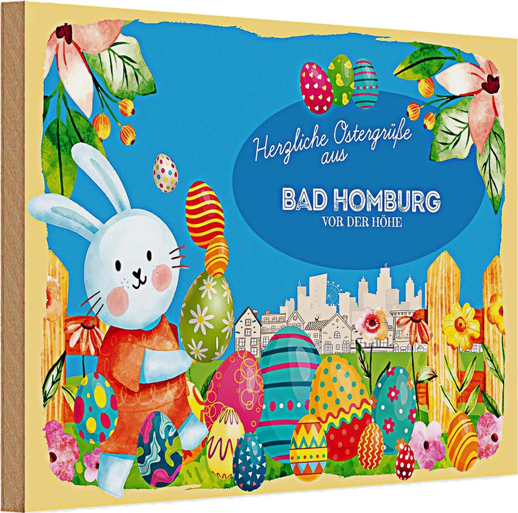 Holzschild Ostern Ostergrüße 30x20cm BAD HOMBURG