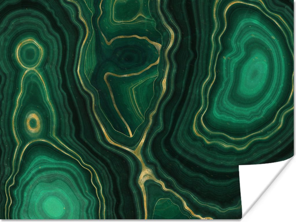 MuchoWow Poster Gold - Grün - Achatstein - Geode - Marmor 40x30 cm - Plakate für die Wände - Poster Wohnzimmer