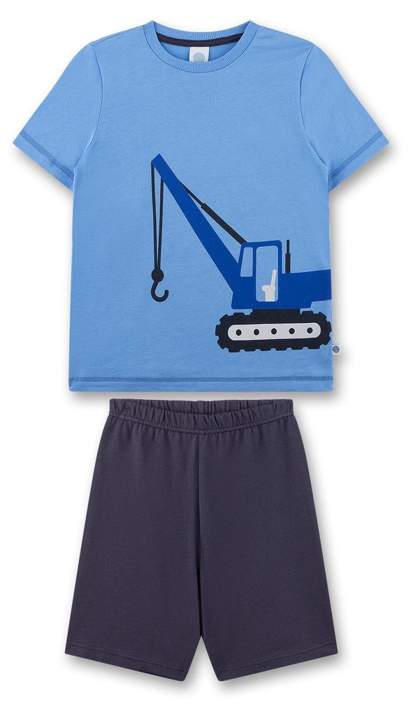 Sanetta Jungen-Schlafanzug kurz blau Bagger 98