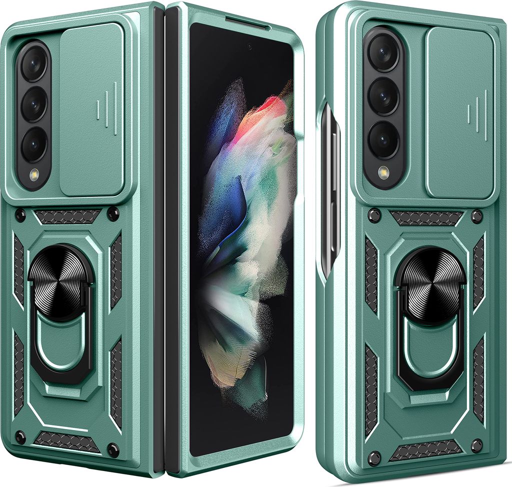 Samsung Galaxy Z Fold4 Hülle mit Magnetische Ring Ständer Halter Dia Kameraschutz TPU Bumper Silikon Schutzhülle für Samsung Galaxy Z Fold 4 5G...