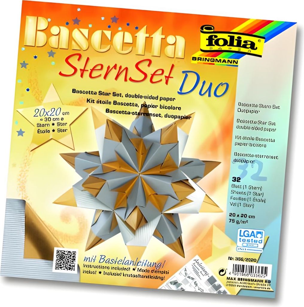 folia Faltblätter Bascetta-Stern 200 x 200 mm silber/gold Produktbild 