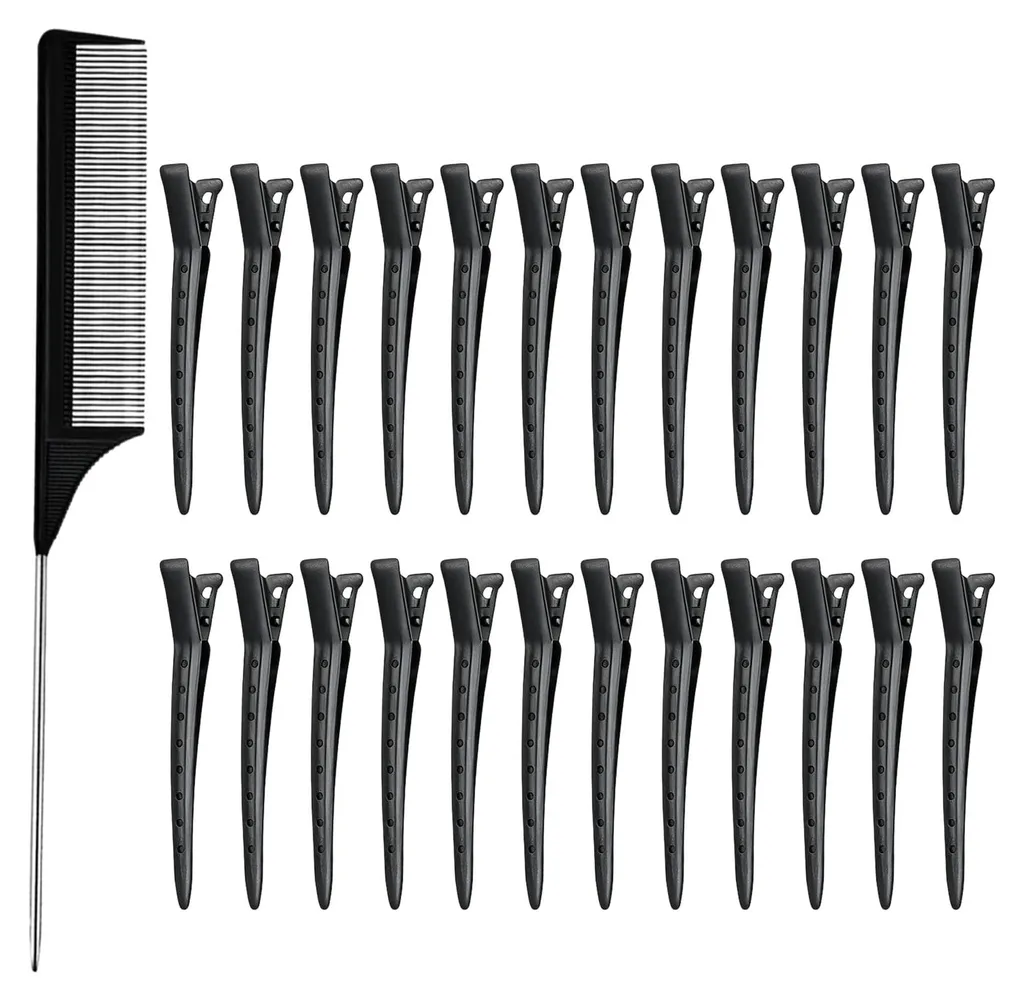 24 Barrettes Cheveux Noires avec Peigne Coiffure pour Femme et Fille
