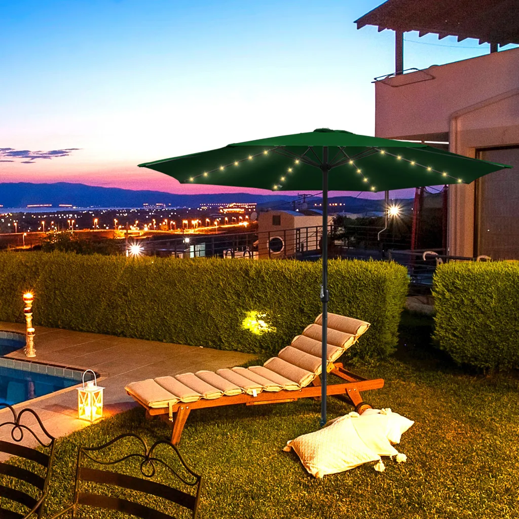 Aopunly Ombrellone da Giardino 350cm con LED e Rotazione - Verde Classico - 7