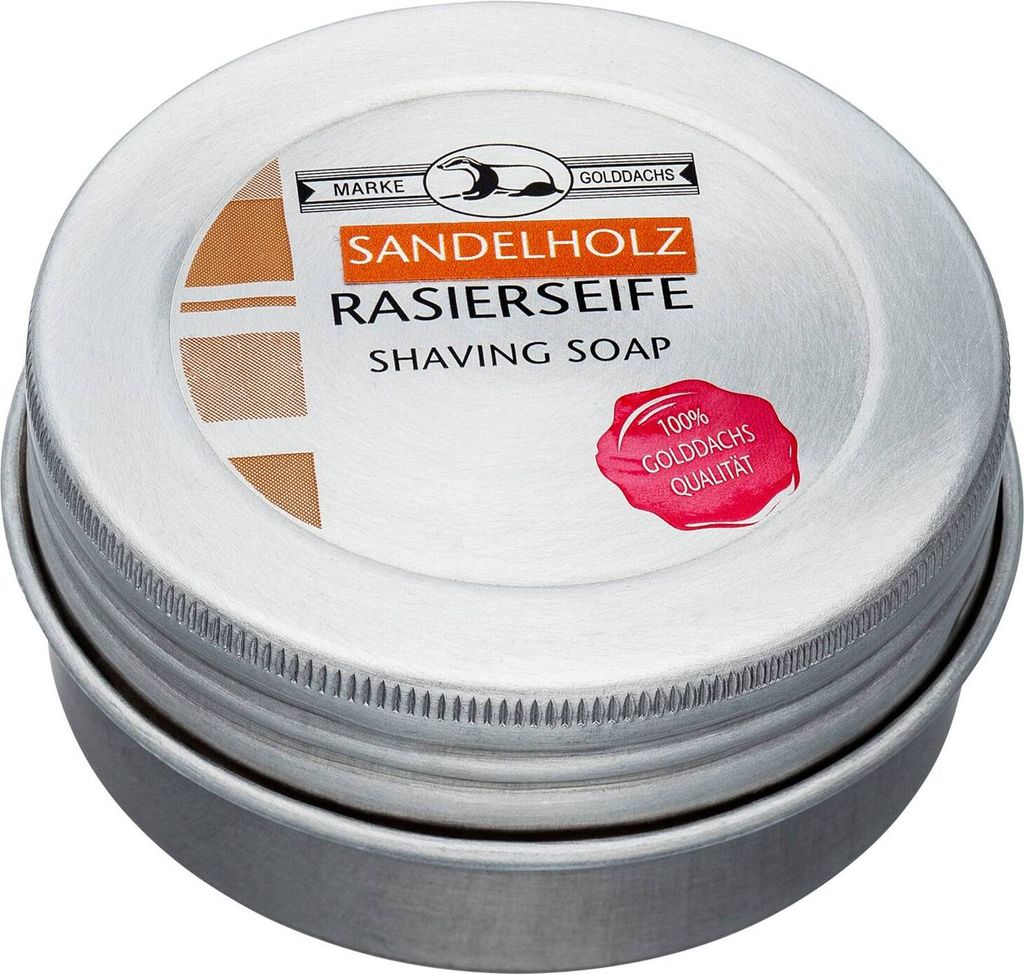Golddachs Rasierseife Aluminium-Dose SANDELHOLZ