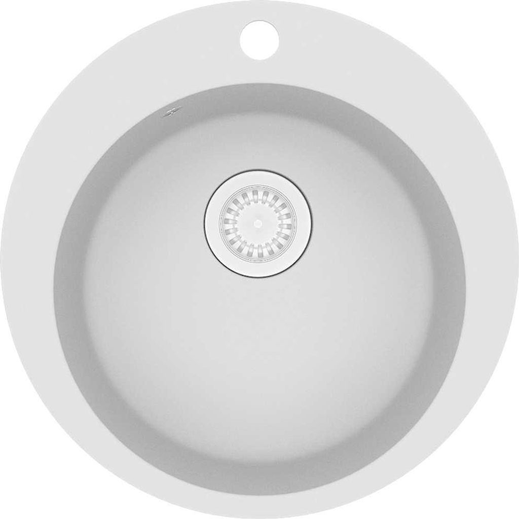 vidaXL Granitspüle Einzelbecken Rund Weiß