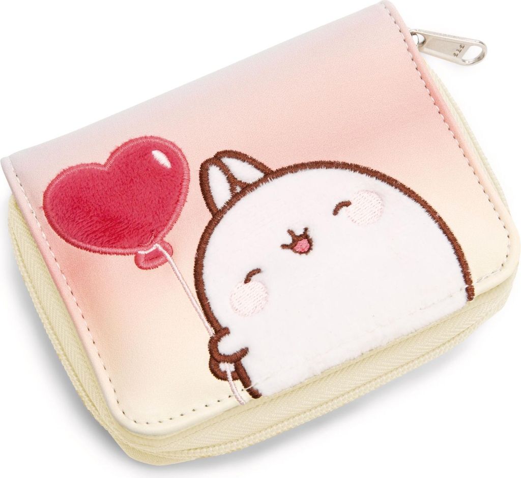NICI Geldbeutel MOLANG 12x9,5cm weiß - Brieftasche Geldbörse Münztäschchen mit Reißverschluss Tasche für Mädchen und Teenager, Fans Geschenk