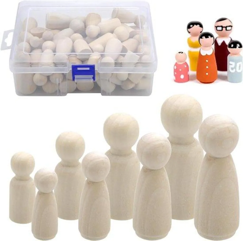 Lot de 50 poupées en bois brut à décorer pour jouets faits maison