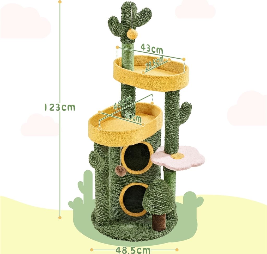 Yaheetech Kaktus Kratzbaum S, 123 cm hoch, Katzenbaum mit 2 Produktbild 2