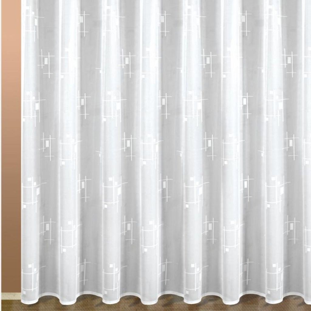 Fensterstore Jacquard weiß mit Kräuselband - Größe (HxB): Produktbild 