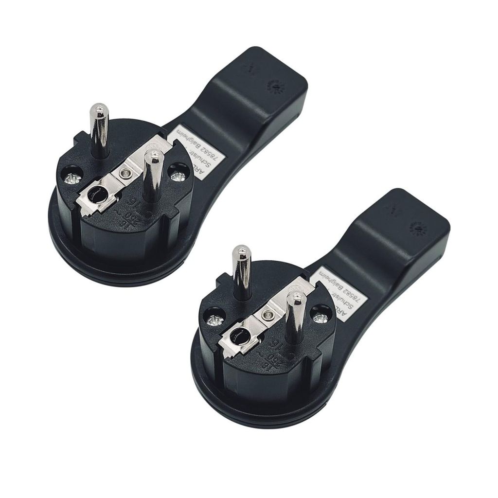 2x ARLI Schutzkontakt Winkelstecker schwarz – extra flach Produktbild 