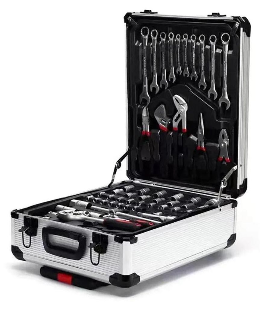 Handwerkzeug-Set - Kombinationssatz - 186 Teile - Tragbarer Werkzeugtrolley mit Rollen - Werkzeugkoffer mit 4 Ebenen - Metall
