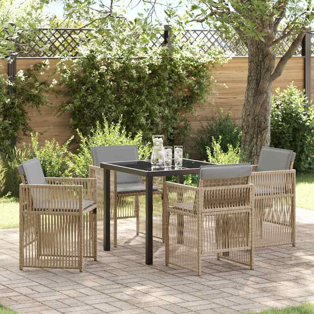 Maison Exclusive - Garten Essgruppe 5 pcs Beige Pulverbeschichteter Stahl