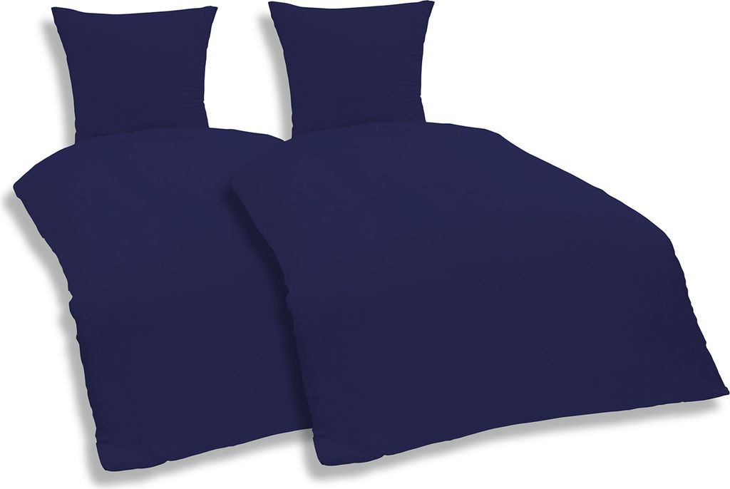 4 teilige Uni Bettwäsche 135 x 200 cm navy blau Einfarbig Mikrofaser Garnitur