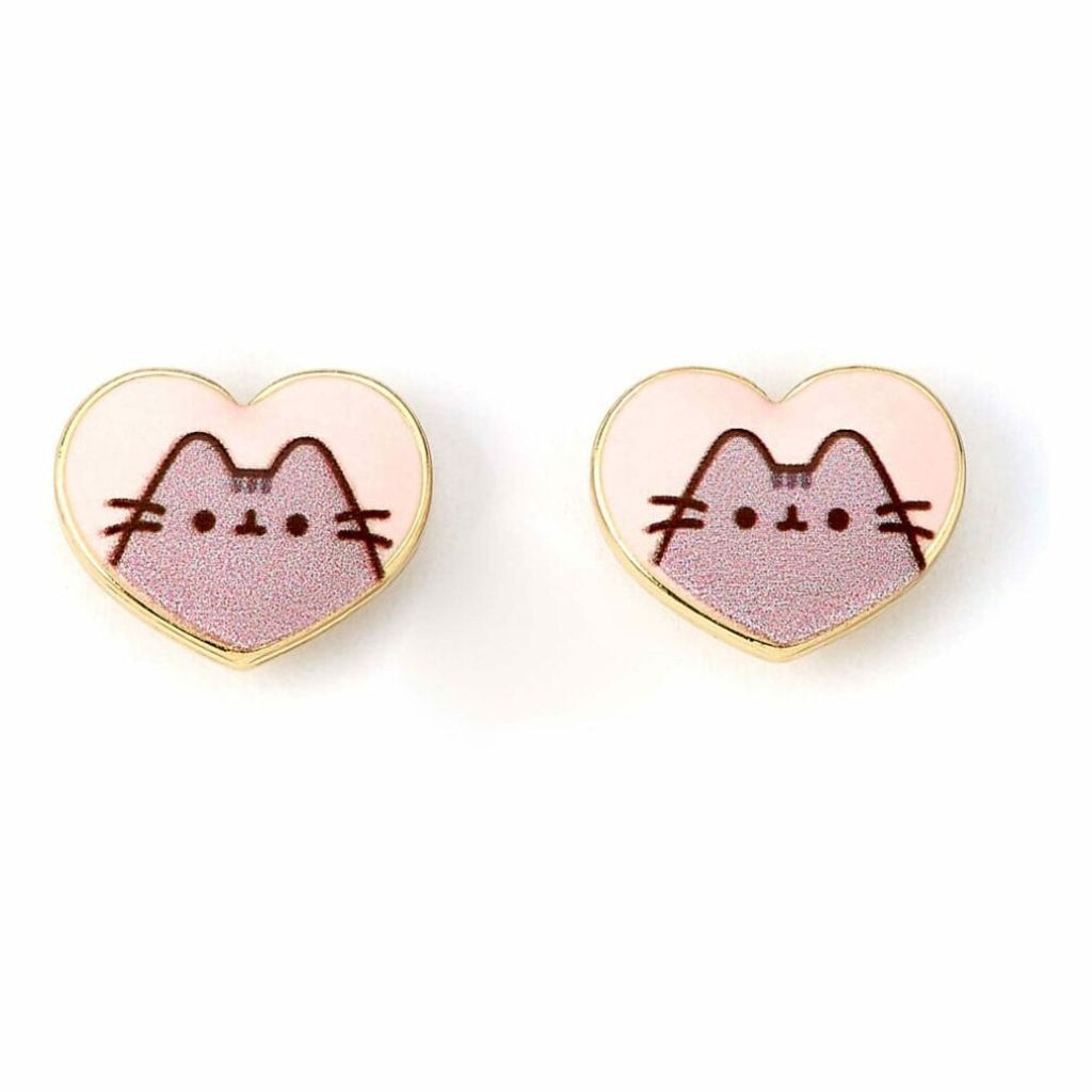Carat Shop, The Pusheen Stud Ohrringe Pink and Gold Heart Produktbild 