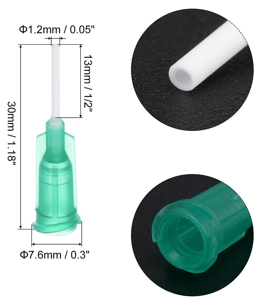 50 Stš¹ck 18G Dosiernadeln 1/2" PTFE Klebenadelrohr Stumpfe Spitzen mit Flexibler PP Nadel fš¹r Flš¹ssigklebepistole Grš¹n