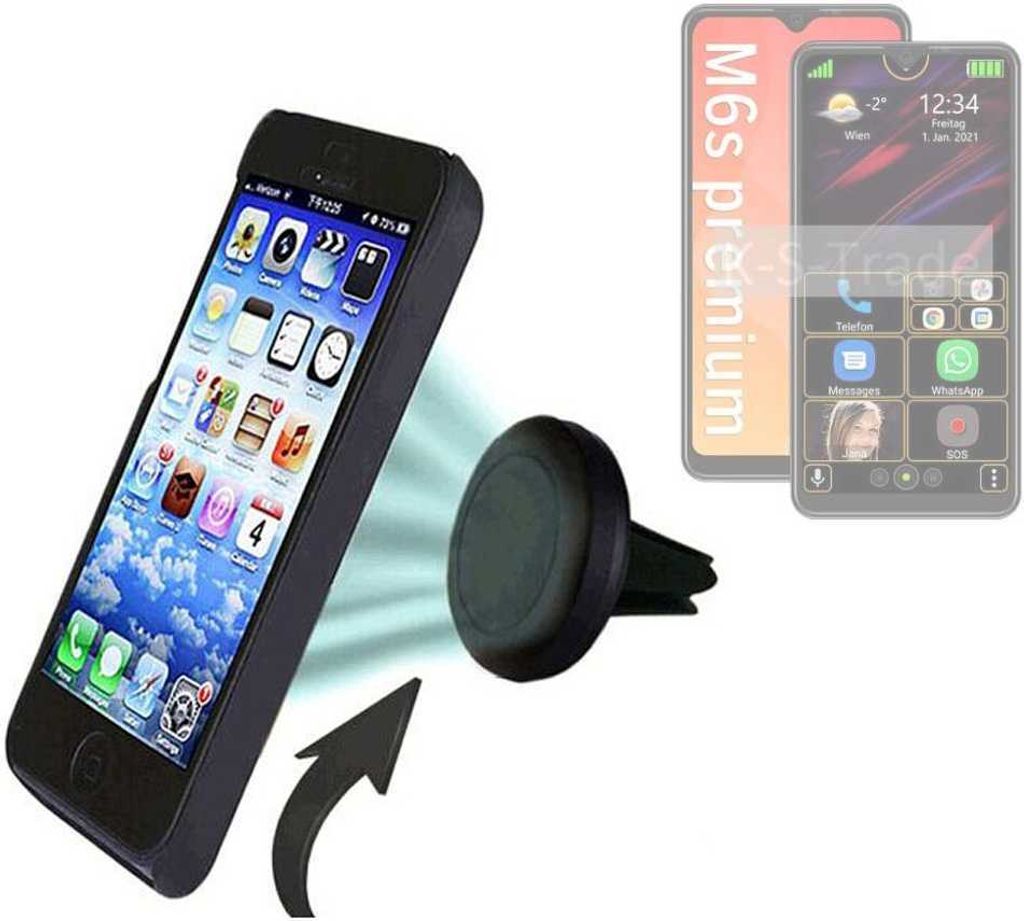 K-S-Trade Kompatibel mit Bea-fon M6s premium Auto Handy Halterung KFZ Halter Lüftungsgitterhalterung Air Vent mount Smartphone Halter
