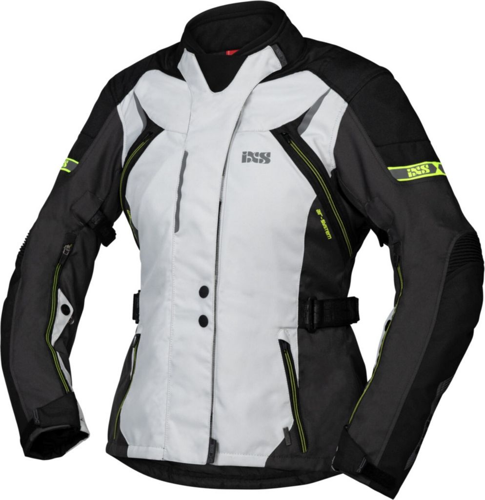 IXS Tour Liz-ST Damen Motorrad Textiljacke, grau/schwarz/gelb, L