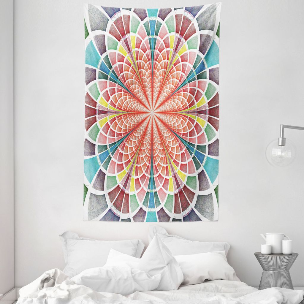 ABAKUHAUS Psychedelisch Wandteppich und Tagesdecke, geometrische Blüte aus Weiches Mikrofaser Stoff Waschbar ohne Verblassen Digitaldruck, 140 x 2...