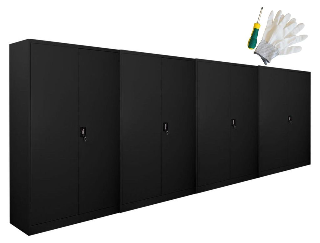 Mega Deal | 4x Flügeltürenschrank ELEPHANT komplett montiert | mit 2 Türen, abschließbar | HxBxT 180x120x40cm | 4 Ebenen | Stahl mit Pulverbesc...