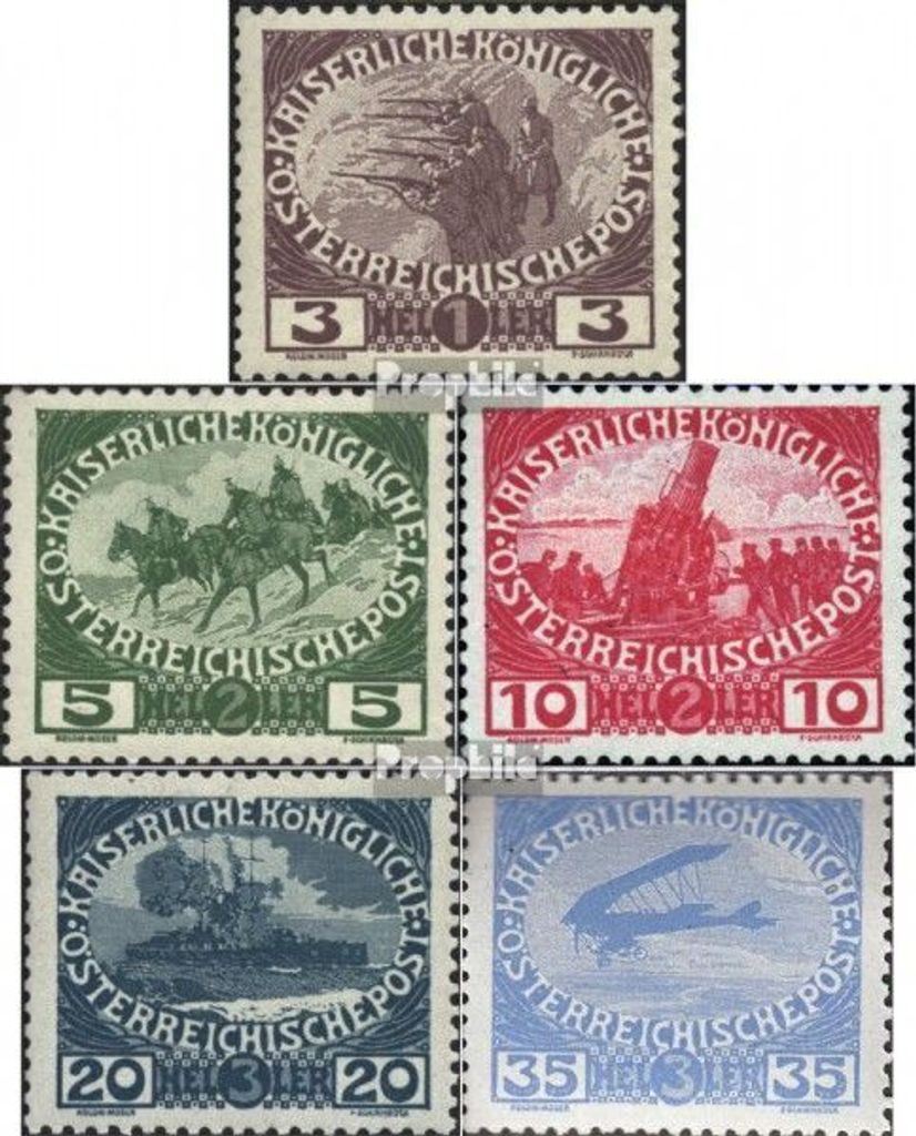 Briefmarken Österreich 1915 Mi 180-184 (kompl.Ausg.) Jahrgang 1915 komplett gestempelt Kriegsbilder