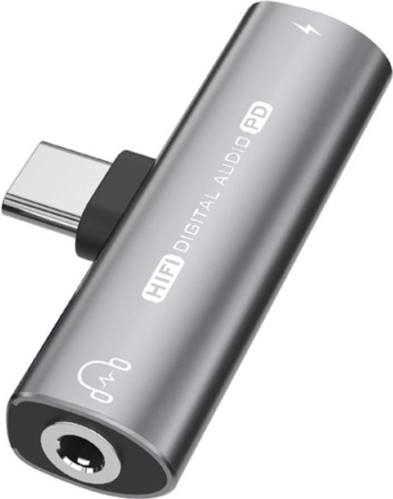 INF USB-C na 3,5 mm adaptér pre slúchadlá a nabíjačku Šedá Obrázok produktu 
