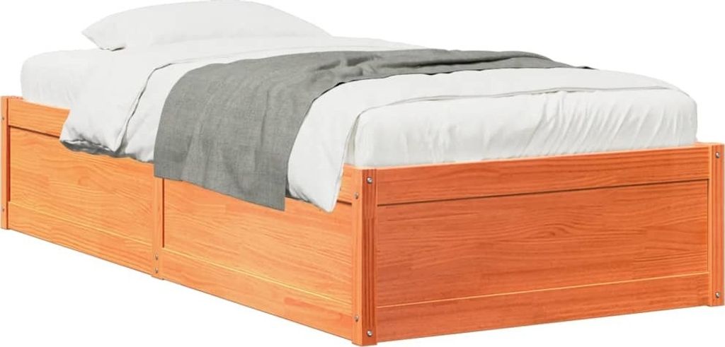 Maison Exclusive - Massivholzbett ohne Matratze Wachsbraun 100x200 Kiefernholz