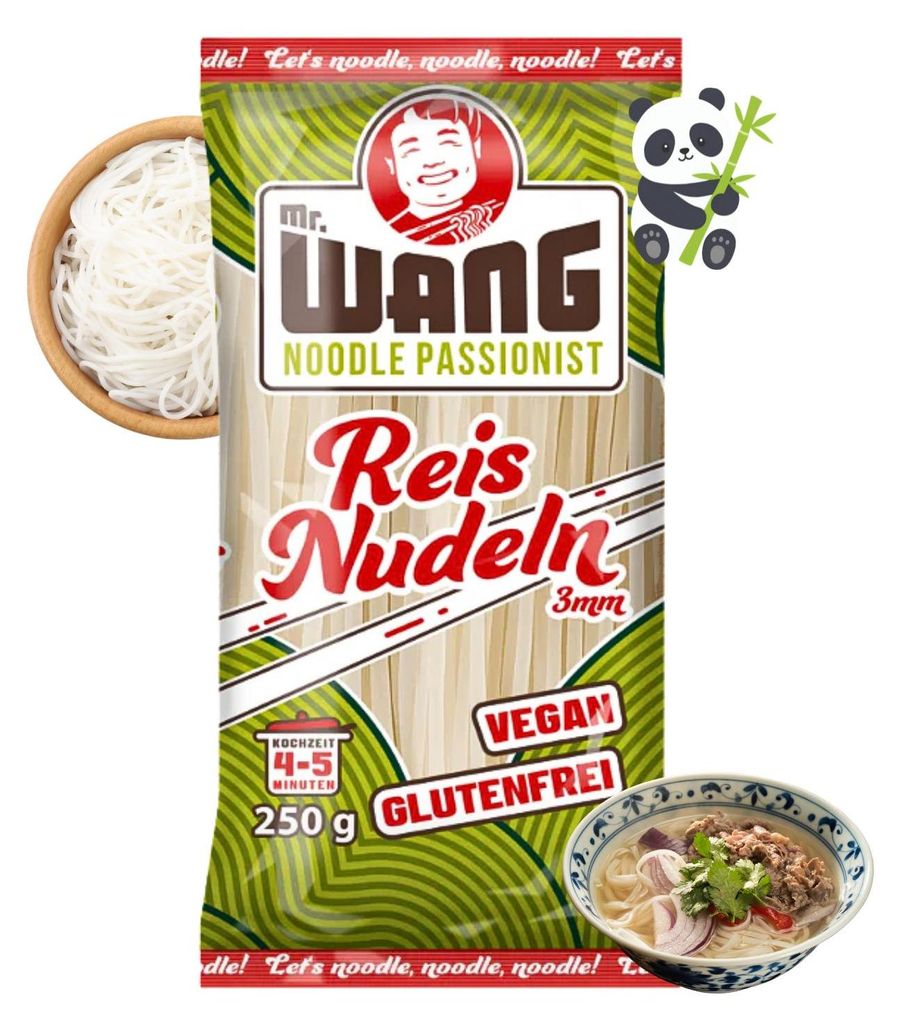 MR Wang Reisnudeln 250g Vegan, glutenfrei - Asiatische Produktbild 