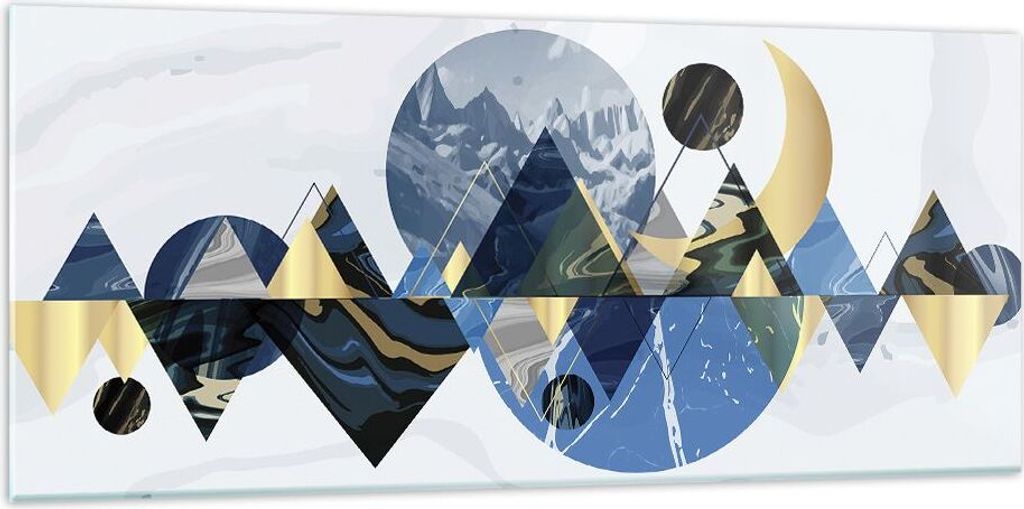 Bilder auf glas - Einteilig - Abstraktion Geometrisch Berge - 120x50cm - Glasbilder - Wandbilder - Bilder - Wanddekoration aus Glas - Glas Bilder -...