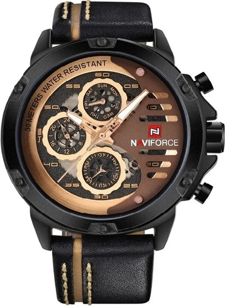 Regalo Uomo: Orologio NAVIFORCE Professional Nero Oro Elegante
