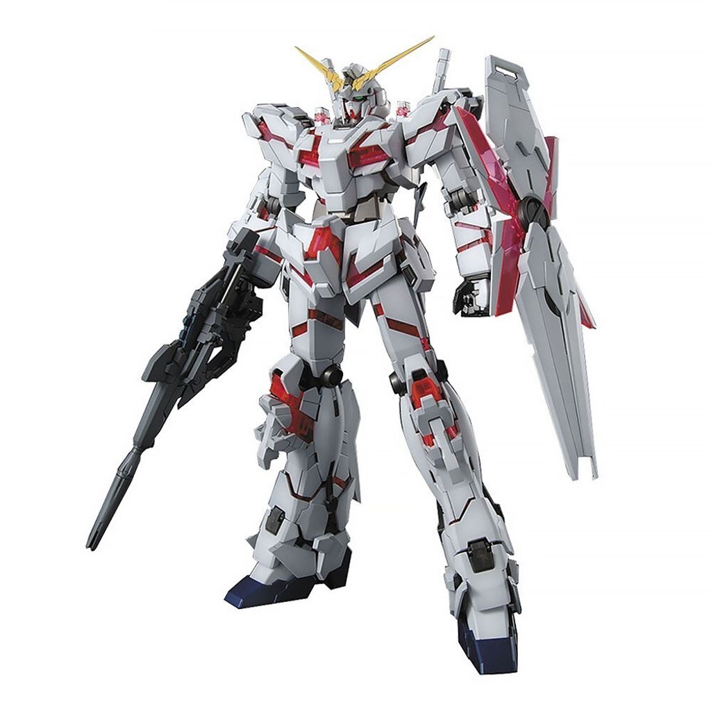A white background with a model of a Gundam robot.