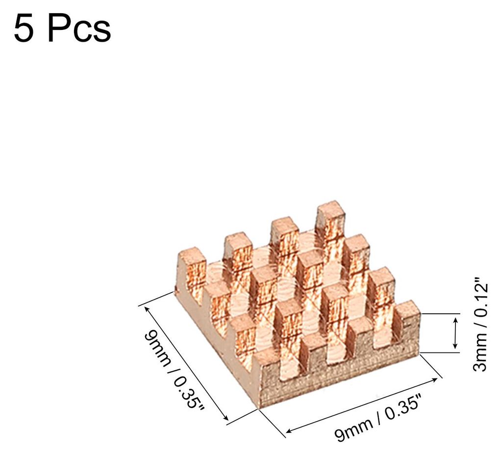 5 Stš¹ck Kš¹hlk?rper-Kit Reines Kupfer 9 x 9 x 3mm fš¹r IC-Chip-MOS-Speicher W?rmeableitung mit W?rmeleitpads