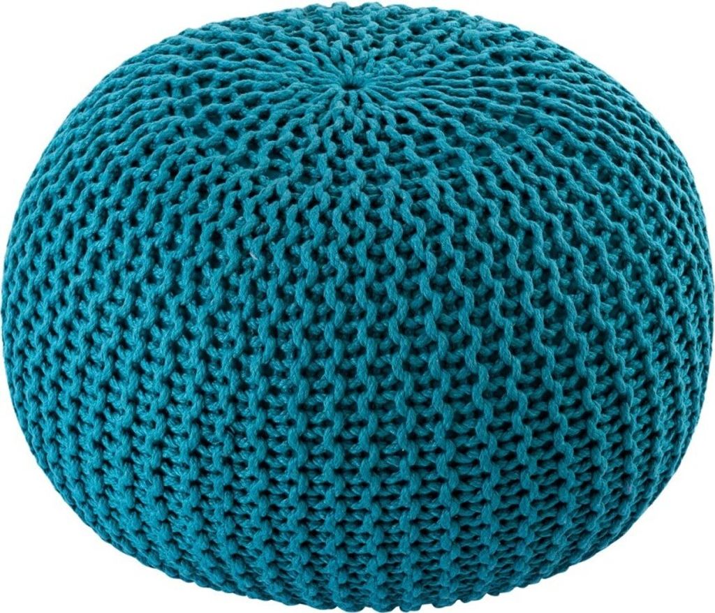 Soma Pouf PREMIUM ø45cm Sitzhocker Strickpouf Innen Terrasse Pool Garten nachhaltig türkis - navigate