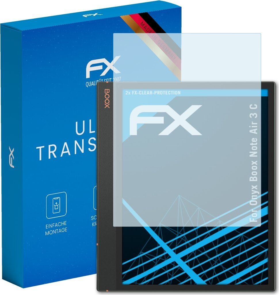 atFoliX FX-Clear 2x Schutzfolie kompatibel mit Onyx Boox Note Air 3 C Displayschutzfolie