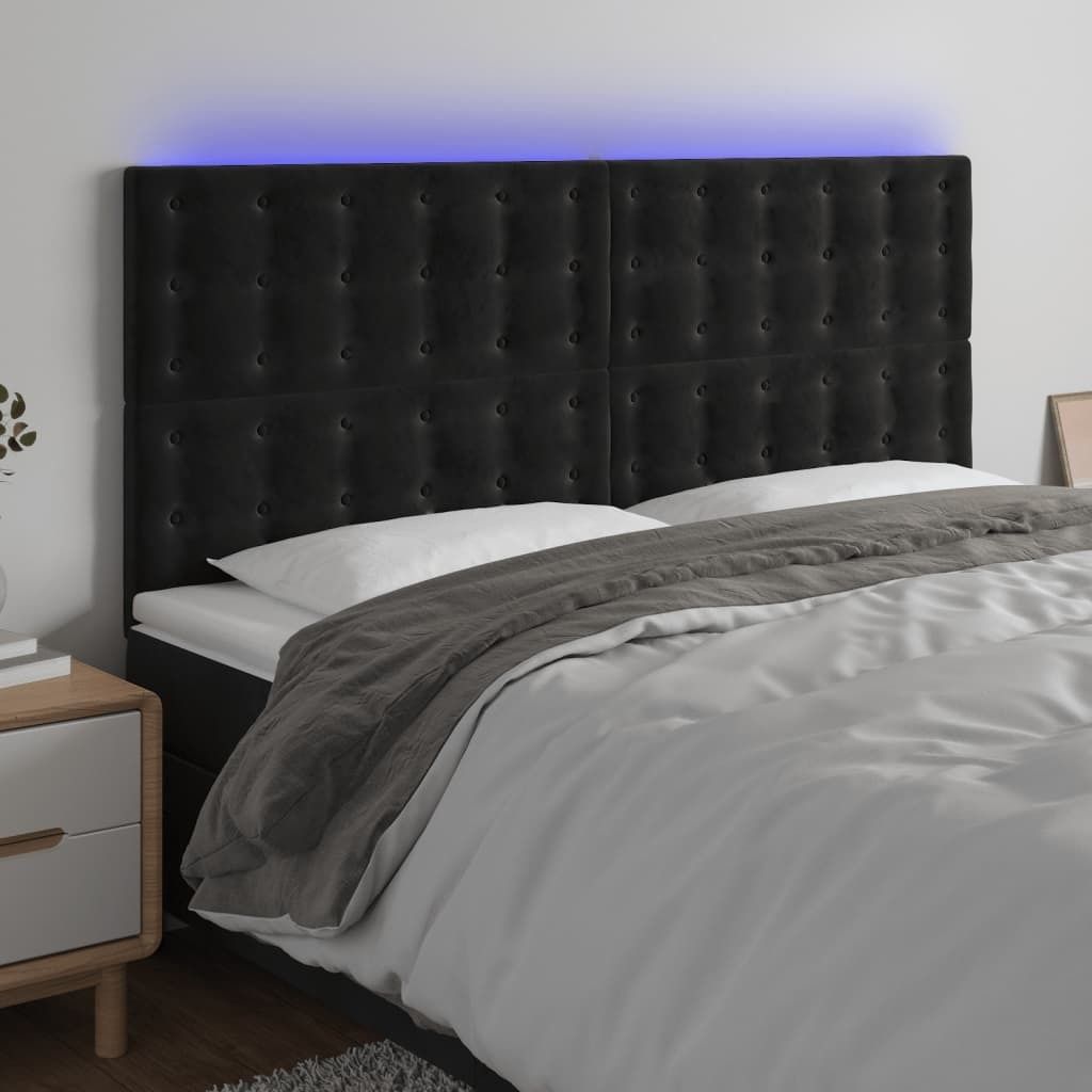 Maison Exclusive - LED Kopfteil Schwarz 180x5x118/128 cm Samt