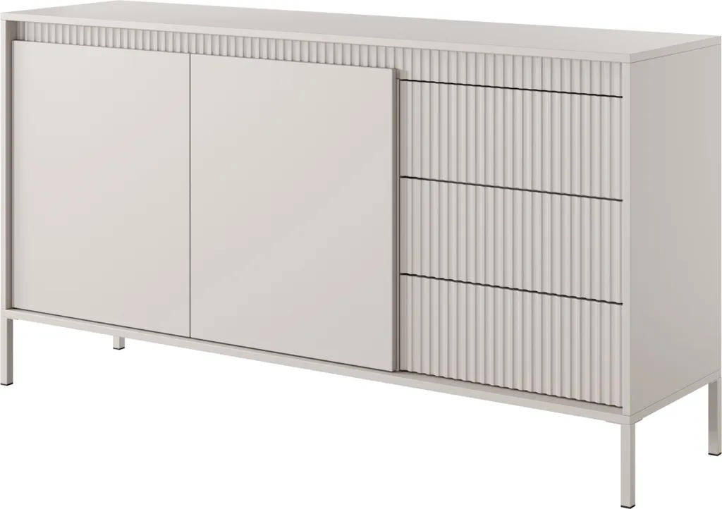 Grande Commode Cachemire 3 Tiroirs 2 Portes - Rangement Chambre